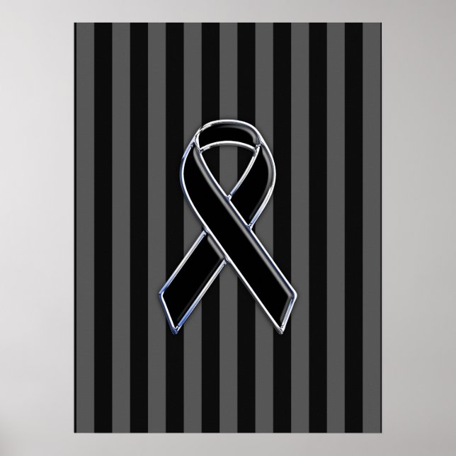 Snyggt Black Ribbon Awareness Lodrät Rand Poster (Framsidan)