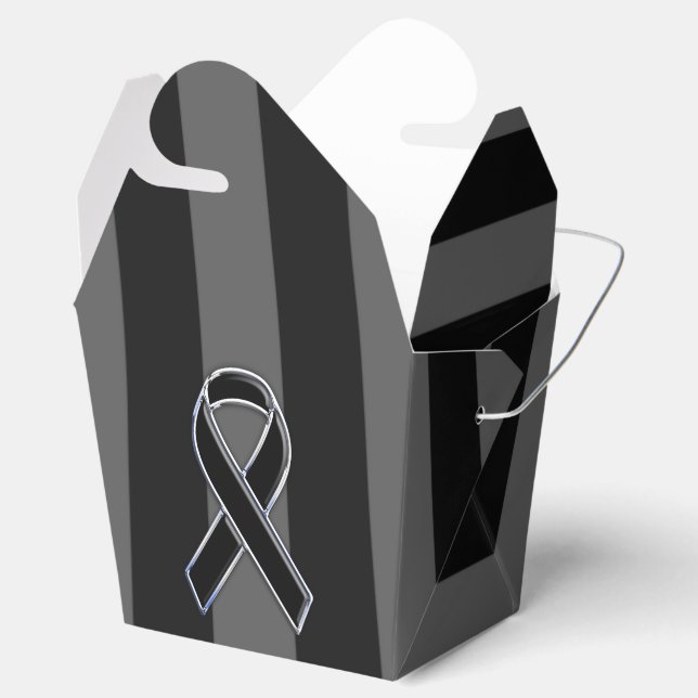 Snyggt Black Ribbon Awareness Lodrät Rand Presentaskar (Öppnad)