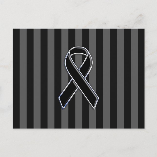 Snyggt Black Ribbon Awareness Lodrät Rand Vykort (Framsida)
