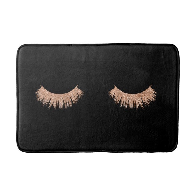 Snyggt Black Ro Guld Eyelash Bath Mat Badrumsmatta (Framsidan)
