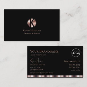 Snyggt Black Ro Guld med Monogram och Logotyp Visitkort