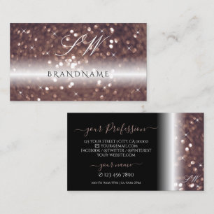 Snyggt Black Ro Guld mousserande Glitter Monogram Visitkort