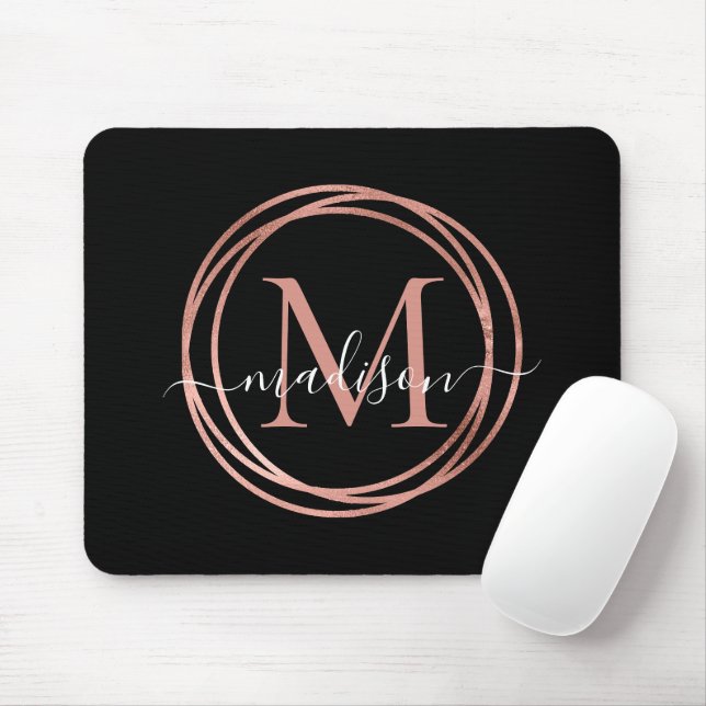 Snyggt Black Ro Guld  Rosa Monogram Circle Musmatta (Med mus)