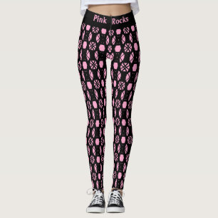 Snyggt Black & Rosa Abstrakt Mönster Leggings