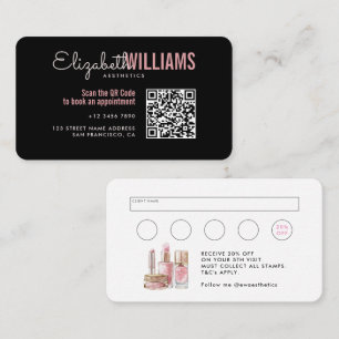 Snyggt Black & Rosa Beauty Aesthetics Loyalty & Visitkort