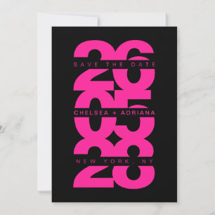 Snyggt Black Rosa Bold Typography Bröllop Spara Datumet