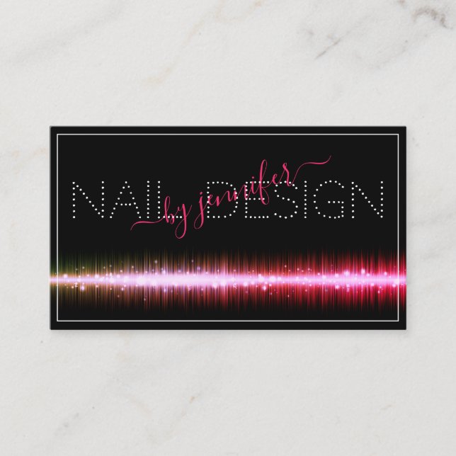 Snyggt Black Rosa Färgad Nagel Studio Möte Visitkort (Framsida)