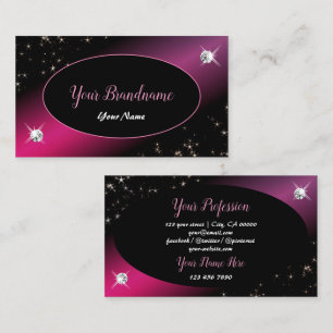 Snyggt Black Rosa Glitter Stars Gnistra Diamonds Visitkort