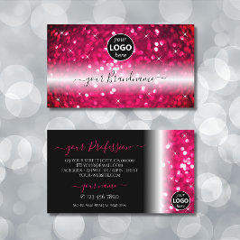 Snyggt Black Rosa Sparkling Glitter Add Logotyp Ch Visitkort