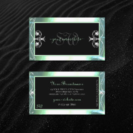 Snyggt Black Teal Gnistra Jewels Monogram Ornate Visitkort