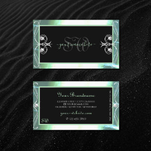 Snyggt Black Teal Gnistra Jewels Monogram Ornate Visitkort