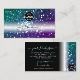 Snyggt Black Teal Lila Gnistra Glitter Lägg till L Visitkort