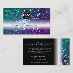 Snyggt Black Teal Lila Gnistra Glitter Lägg till L Visitkort
