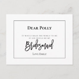 Snyggt Black Typography /Bridesmaid Request Vykort