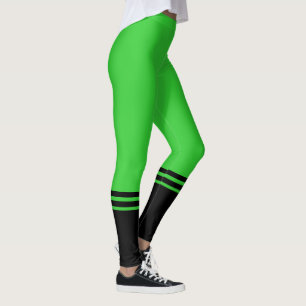 Snyggt Black Vågrät Rand Grön kalk Leggings