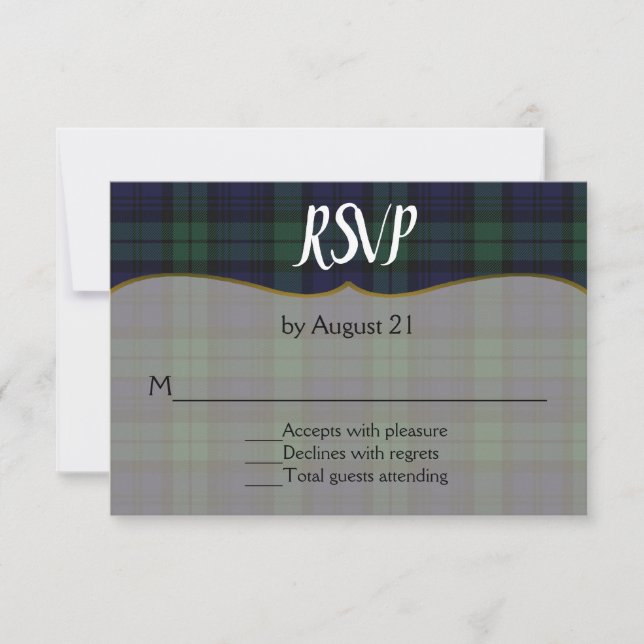 Snyggt Black Watch Tartan Bröllop OSA Card Kort (Framsida)