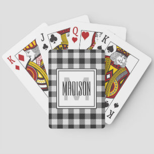 Snyggt Black White Buffalo Play Mönster Monogram Casinokort