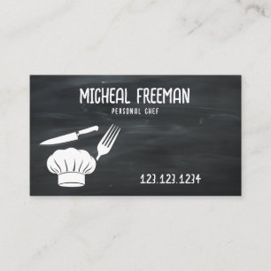 Snyggt Black & White Chalk Board Personal Chef Visitkort