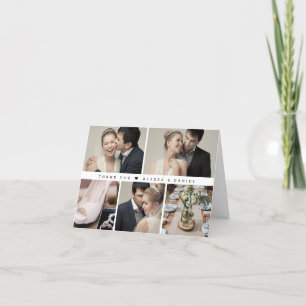 Snyggt Black White Chic Bröllop Photo Collage Tack Kort