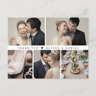 Snyggt Black White Chic Bröllop Photo Collage Vykort