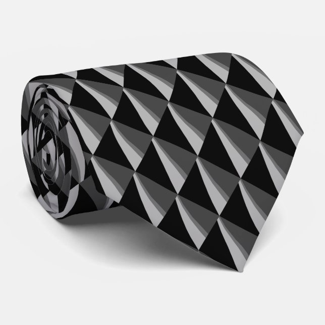 Snyggt Black White Grått Mönster Slips (Rullad)