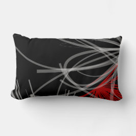 Snyggt Black White Grått och Red Abstract Design Lumbarkudde