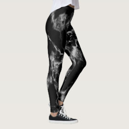 Snyggt Black & White Marble Mönster Cute Girly Leggings