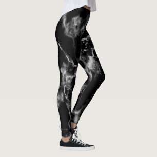 Snyggt Black & White Marble Mönster Cute Girly Leggings