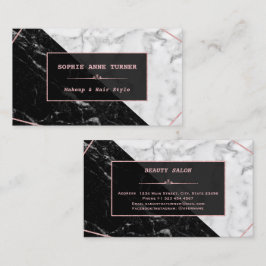 Snyggt Black White Marble Ro Guld Makeup Artist Visitkort