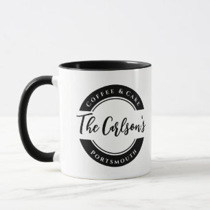 Snyggt Black White Modern Calligraphy Adress Mugg