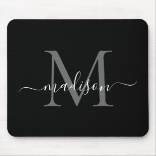 Snyggt Black White Monogram-skript - enkel modern Musmatta