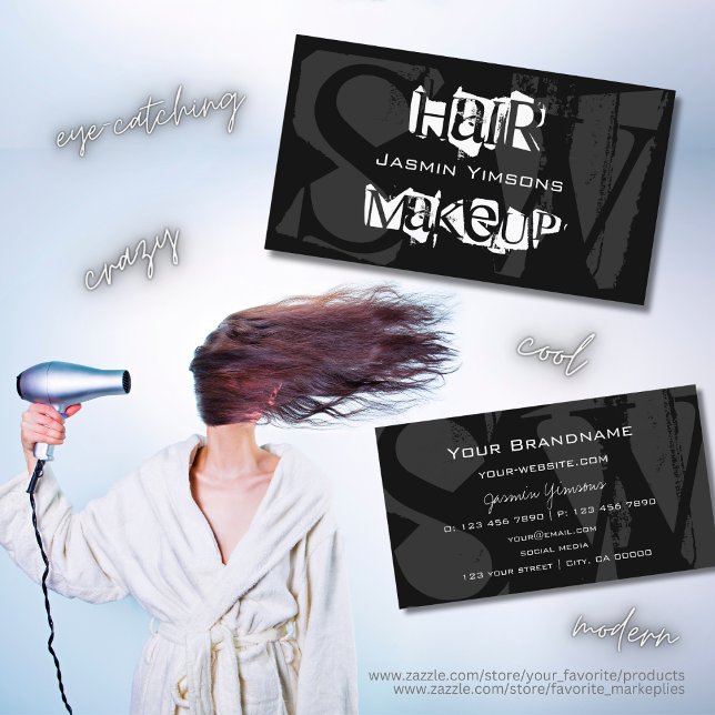 Snyggt Black White och Grått med Monogram Modern Visitkort (Skapare uppladdad)