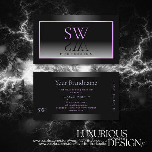 Snyggt Black White Ombre Blue Rosa Ram Monogram Visitkort