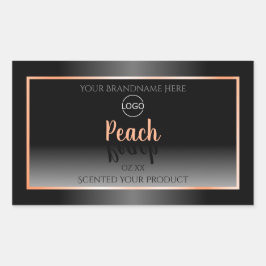 Snyggt Black White Product Label Peach Ram Logotyp Rektangulärt Klistermärke