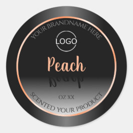 Snyggt Black White Product Label Peach Ram Logotyp Runt Klistermärke