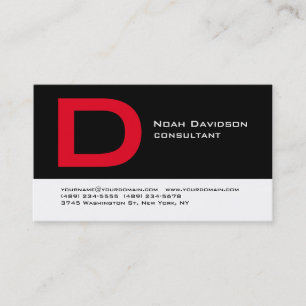 Snyggt Black White Red Monogram Professionell Visitkort