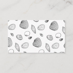 Snyggt Black White Seashells Mönster Visitkort