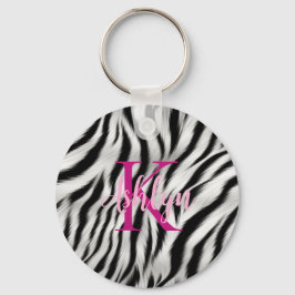 Snyggt Black White Zebra Animal Rosa Monogram Nyckelring