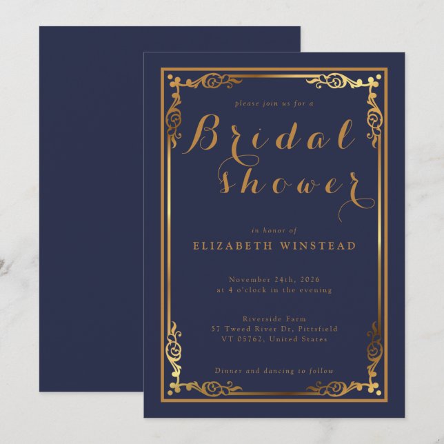 Snyggt Blått inbjudan för en luxe-möhippa (Fram/baksida)