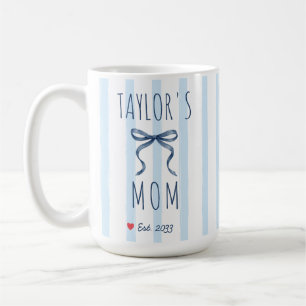 Snyggt Blått Vattenfärg Ränder och Slinga Mamma An Kaffemugg