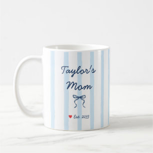 Snyggt Blått Vattenfärg Ränder och Slinga Mamma An Kaffemugg