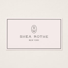 Snyggt Blek Rosa Professionell Modern Monogram Visitkort