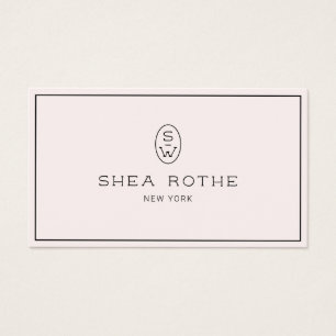 Snyggt Blek Rosa Professionell Modern Monogram Visitkort