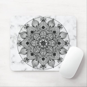 Snyggt Blommigt Black and White Mandala Musmatta