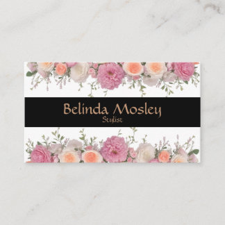 Snyggt Blommigt Bouquet Rosa Peach Blooms Visitkort