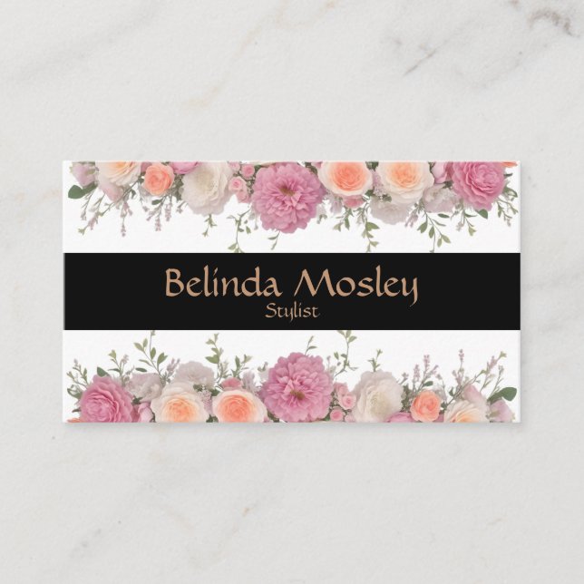 Snyggt Blommigt Bouquet Rosa Peach Blooms Visitkort (Framsida)