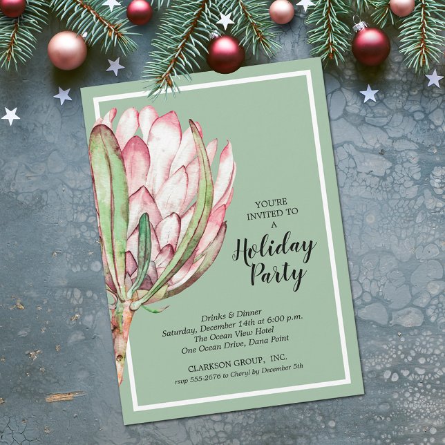 Snyggt Blommigt Helgdag jul Party Inbjudningar (Stylish Floral Holiday Christmas Party Invitations - PRINTED and/or INSTANT DOWNLOAD)