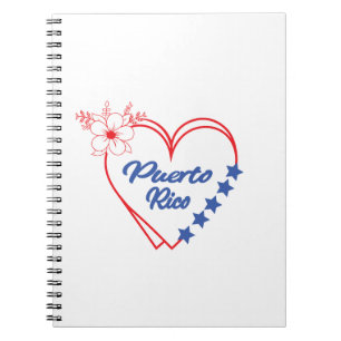 Snyggt Blommigt Puerto Rico Heart Illustration Anteckningsbok