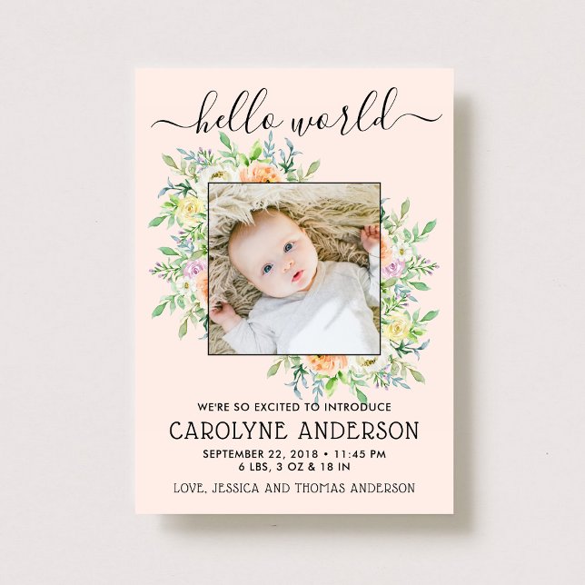 Snyggt Blommigt Ram Fotofödelsemeddelande Meddelande (Skapare uppladdad)