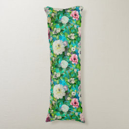 Snyggt blommigt rosa Blå monogram mönster Kroppskudde